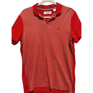 Original Penguin Mens coral/red Diamond Pattern Polo Shirt Sz M Golf Preppy